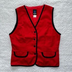 Vintage Panther vest red black button up tie back 80s made in USA VTG petite 4